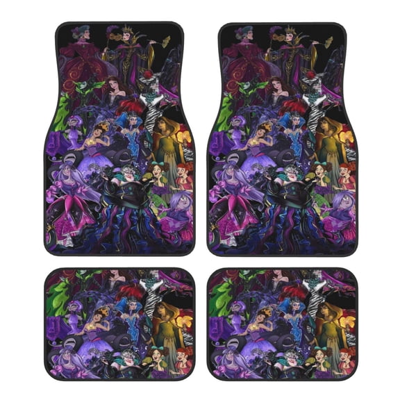 Maleficent Car Floor Mats Set of 4, Anti-Skid Universal Automotive Carpet Front Rear Floor Foot Pads Interior Accessories Decorative for Vehicle Car Truck SUV Van