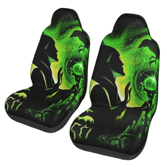 Maleficent Car Seat Covers Set 2Pcs, Front Seat Covers for Car Truck Sedan SUV Auto, Universal Fit Vehicle Enterior Bucket Seat Protector Car Accessories