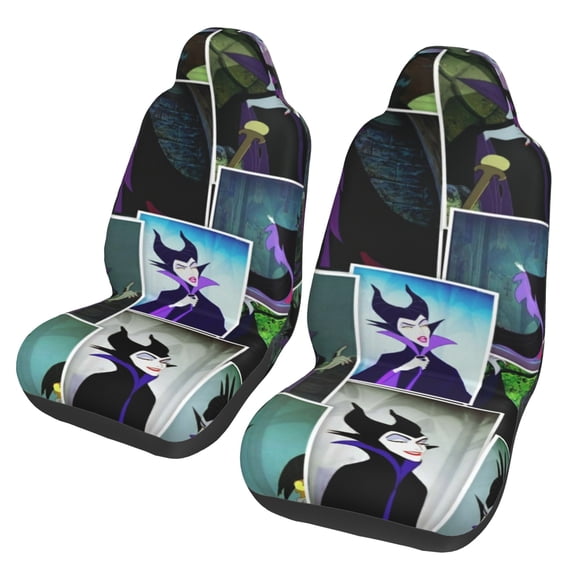 Maleficent Car Seat Covers Set 2Pcs, Front Seat Covers for Car Truck Sedan SUV Auto, Universal Fit Vehicle Enterior Bucket Seat Protector Car Accessories