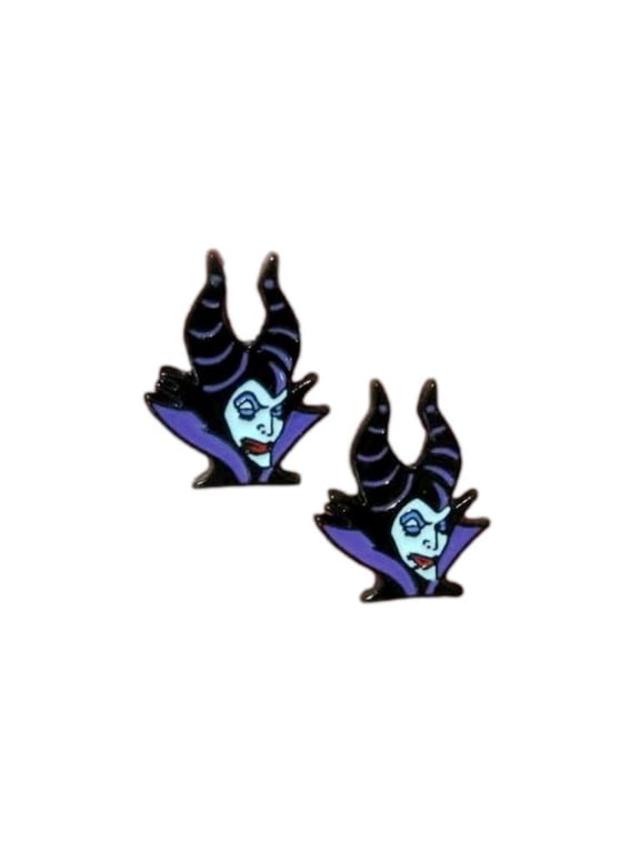 Maleficent Evil Queen Cartoon Characters Face Metal Enamel Stud Earrings