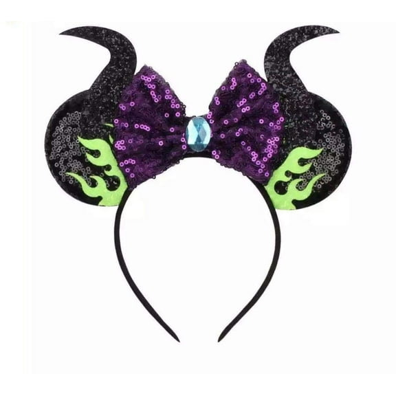 Maleficent Inspired Ears Inspired Minnie Ears Headband / Purple Minnie Ears / Halloween Minnie Ears