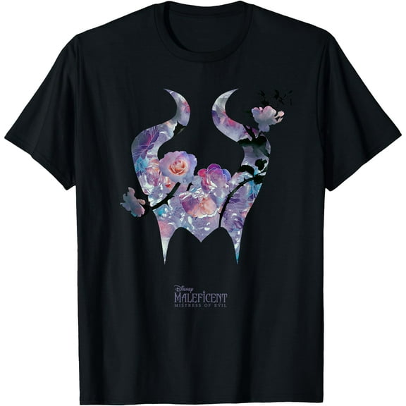 Maleficent Mistress of Evil Floral Horns DTG Print Unisex T-Shirt