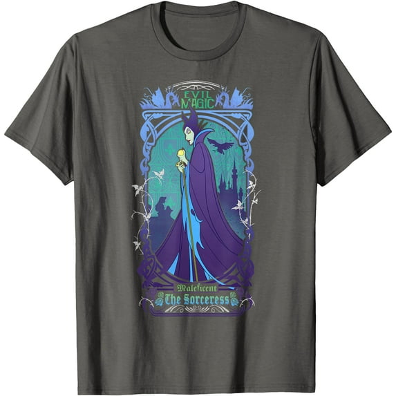 Maleficent The Sorceress Deep Graphic DTG Print Unisex T-Shirt,Charcoal Color,Size XL