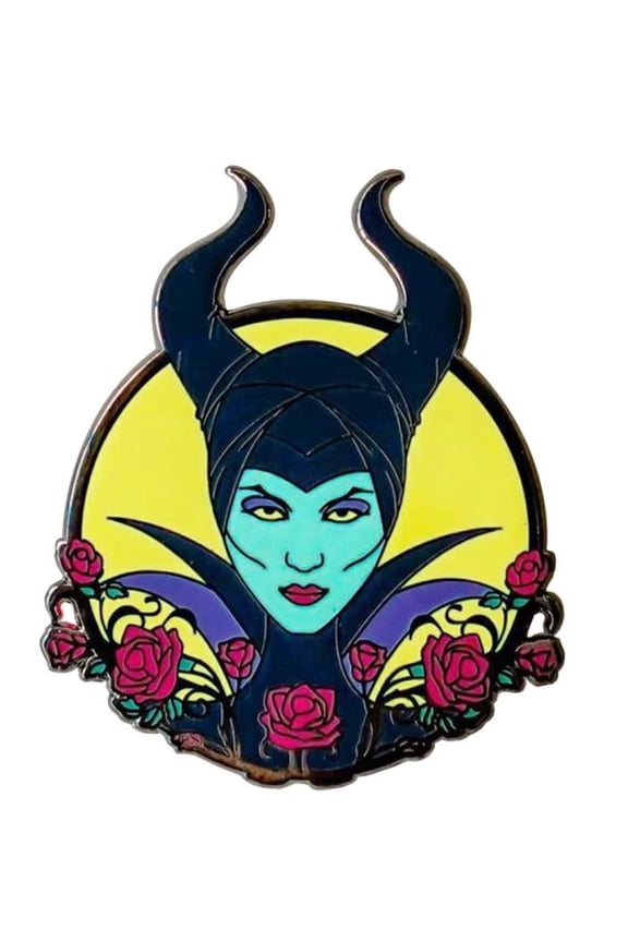 Maleficent With Roses 1 Inch Tall Enamel Metal Pin