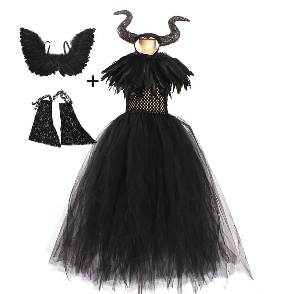 Maleficent christening black dress classic girl costume, Maleficent