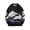 thumbnail image 1 of Malelandscape Print Sweater Coat Round Neck Knit Pullover Slim Fit Long Sleeve Unisex Winter Warm Casual Outwear, 1 of 2