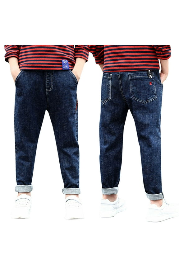 Males Standard Straight Leg Jeans, Elastic Denim Trousers for Everyday Attire, Comfortable and Long-Lasting Jeans for Regular Use