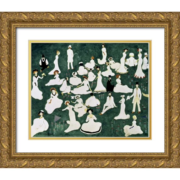 Malevich, Kazimir 14x12 Gold Ornate Wood Framed with Double Matting Museum Art Print Titled - Recovery of a Society
