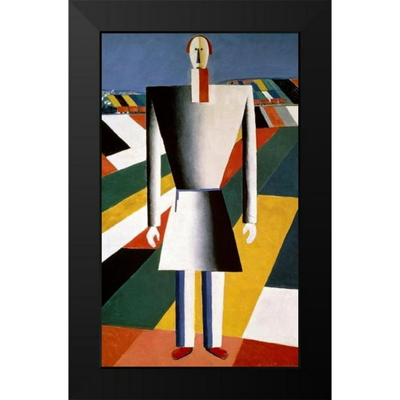Malevich, Kazimir 16x24 Black Modern Framed Museum Art Print Titled - Farmer In The Field