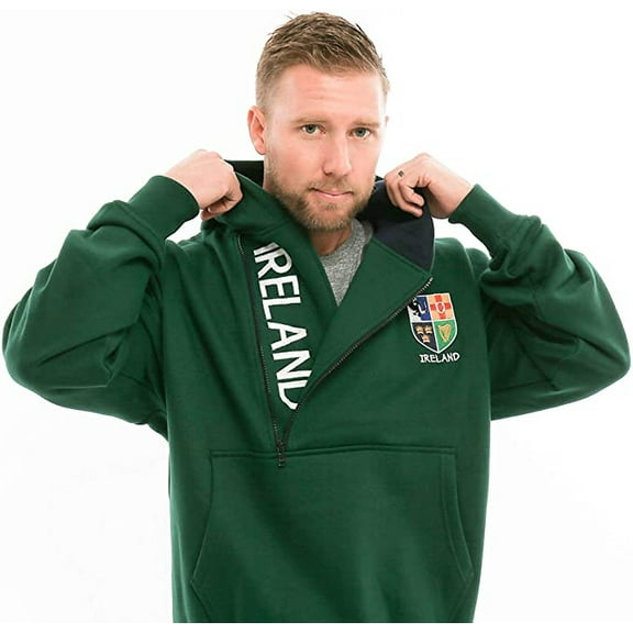 Malham Ireland Half Zip-Up Hoodie Irish Sweatshirt |Bottle Green
