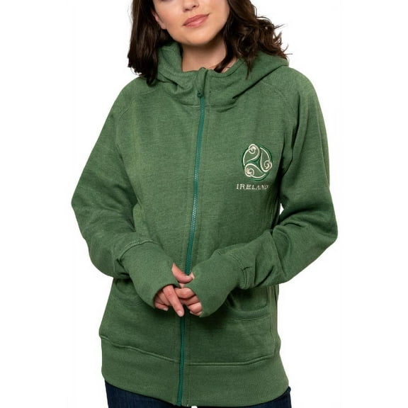 Malham Ladies Irish Triskele Yarn Dyed Hoody 100% Cotton Zipper Sweatshirt