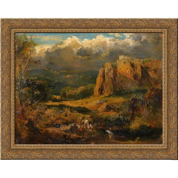 Malhec rocks in the Valley of Saint-Vincent 24x20 Gold Ornate Wood Framed Canvas Art by Theodore Rousseau