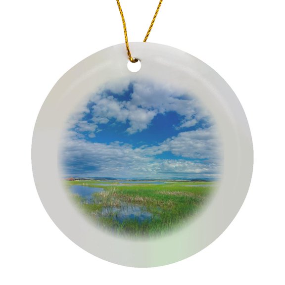 3drose, Malheur National Wildlife Refuge, Oregon. Migrating Birds Habitat., Circle Porcelain Ornament