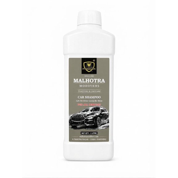 Malhotra Modifiers Car Shampoo 1L Concentrated pH-Balanced Wash for Cars, Tractors & Farm Equipment