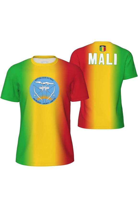 Mali Flag Gradation T-Shirt Sports Jerseys for Running Soccer Tennis Fitness