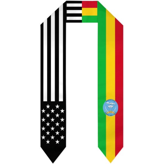 Mali Mix United States Black American Flag Graduation Stole Shawl Sash Scraf Gift For Abroad Student International Study