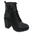 thumbnail image 1 of Malia Black Soda Riding Booties Women Chunky High Heel Combat Ankle Boots Army Military, 1 of 6