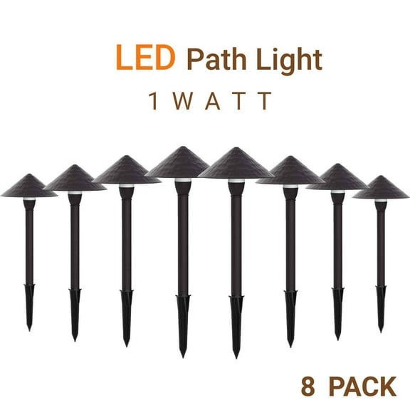 Malibu 1 Watt LED Low Voltage Landscape Lighting Metal Garden Light for Yard Lawn Pathway GardenNon-Corrosive Outdoor 8PACK 8406-9111-08
