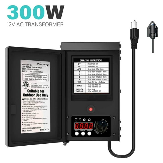 Malibu 300 Watt Transformer Low Voltage for Outdoor Garden Landscape Lighting 12V AC