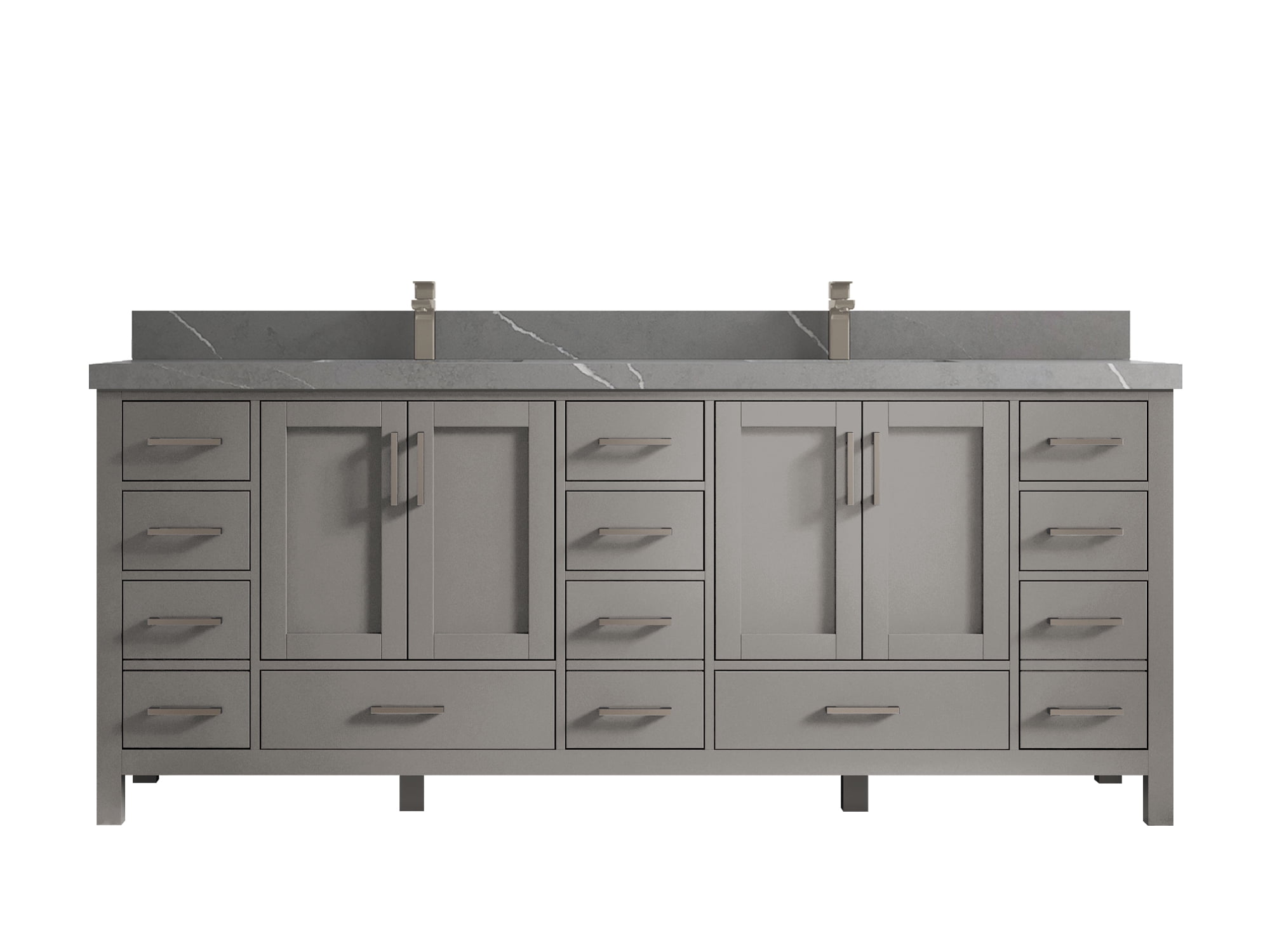 Malibu 84'' Elephant Skin Gray Double Sink Bathroom Vanity with Quartz Top