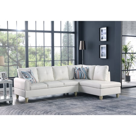 Malibu 97" Wide 2 Pieces Faux Leather Right Facing Sofa Set
