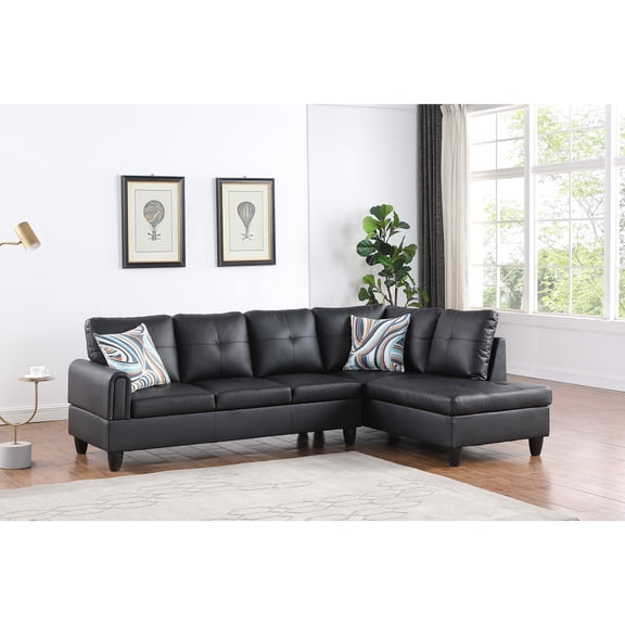 Malibu 97" Wide 2 Pieces Faux Leather Right Facing Sofa Set