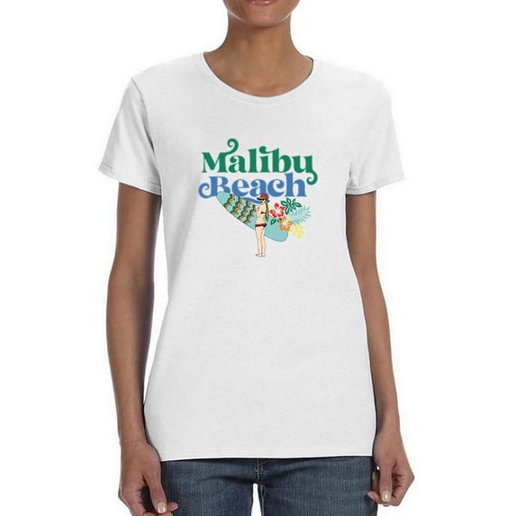Malibu Beach Surfer Girl Shaped T-Shirt Women -Image by Shutterstock, Female x-Large