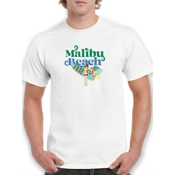 Malibu Beach Surfer Girl T-Shirt Men -Image by Shutterstock, Male 3X-Large
