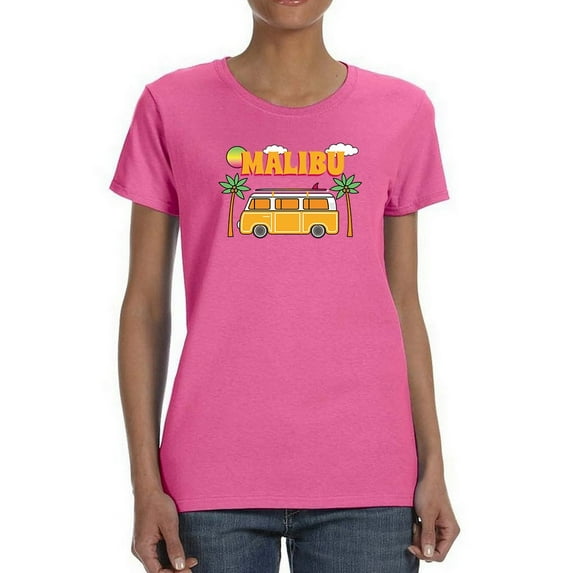 Malibu Beach Van Women T-Shirt, Female Large
