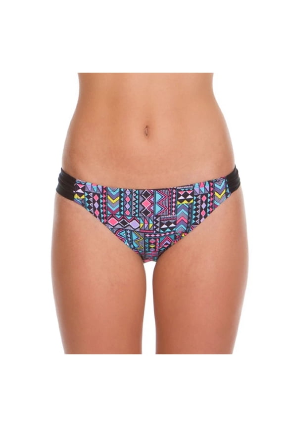 Black Geometric Hipster Bikini Bottom Swimwear Medium
