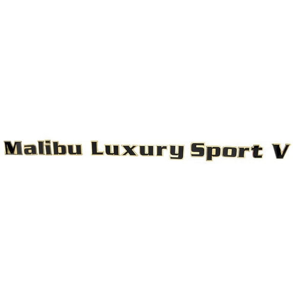 Malibu Boat Raised Decal | Luxury Sport V Black Gold Sticker