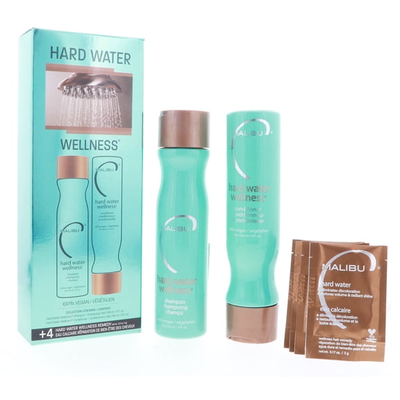 Malibu Hard Water Wellness Treatment Kit (Shampoo 9 oz, Conditioner 9 oz, Hair Remedy 4 x 0.17 oz)