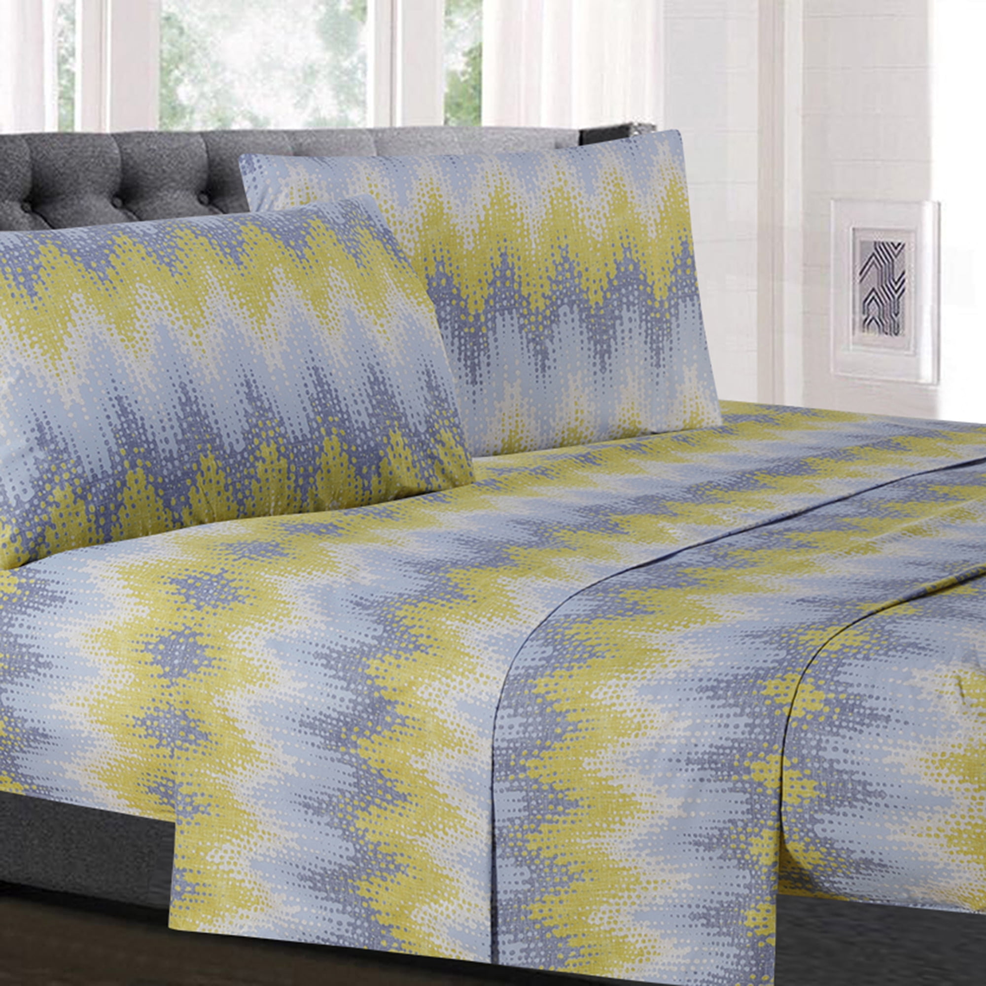 Malibu Chevron Printed 3-Piece 1500 Supreme Collection Sheet Set Twin