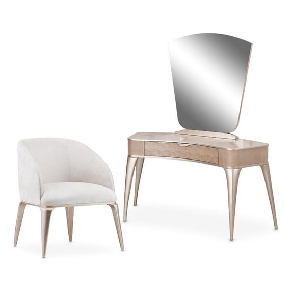 Malibu Crest Wood Vanity Set with Mirror & Chair - Blush