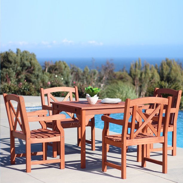 Malibu Ecofriendly 5piece Outdoor Hardwood Dining Set with Rectangle