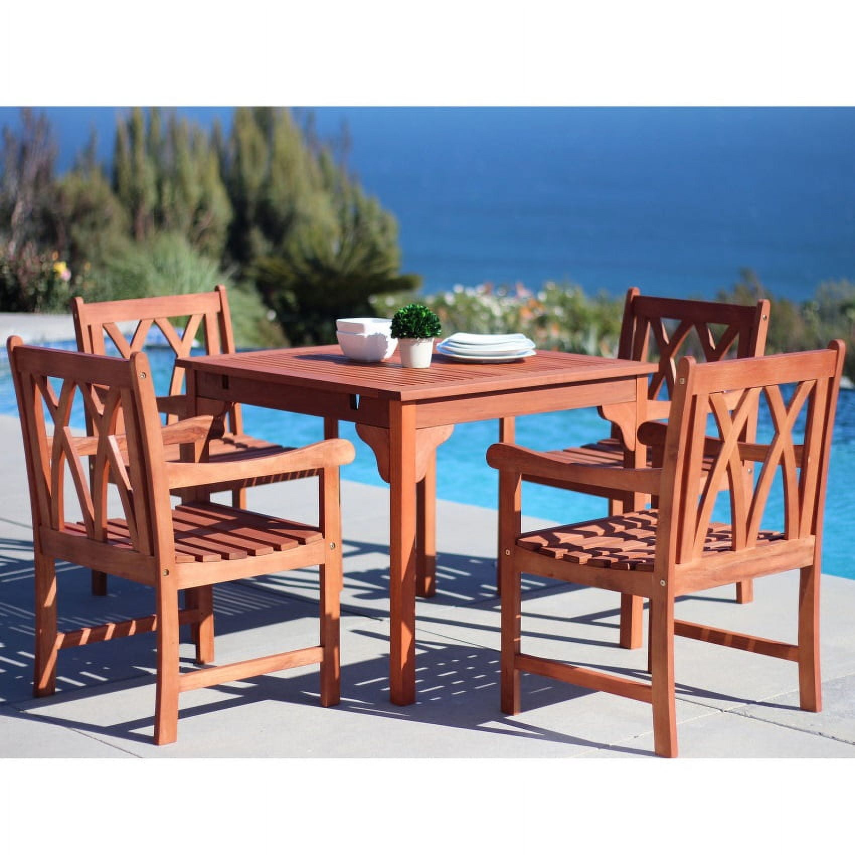 Malibu Ecofriendly 5piece Outdoor Hardwood Dining Set with Rectangle