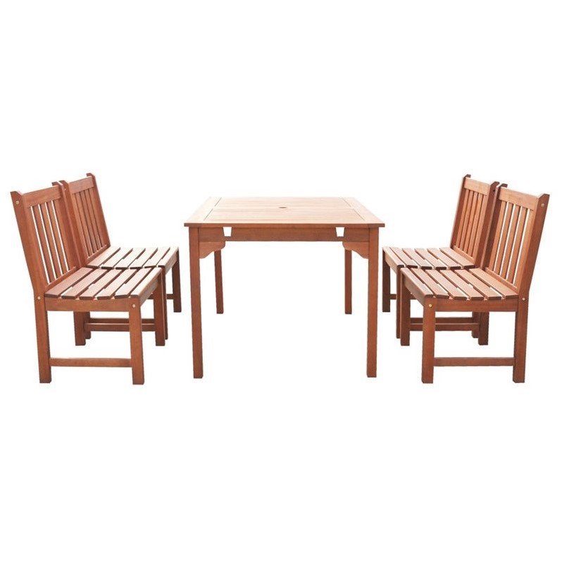 Malibu Ecofriendly 5piece Outdoor Hardwood Dining Set with Rectangle