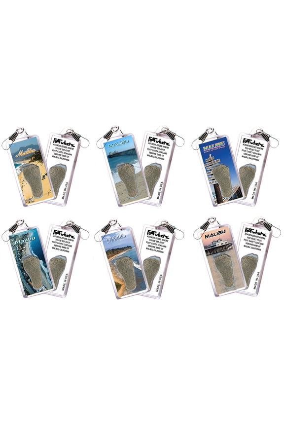 Malibu FootWhere Souvenir Lanyard. 6 Piece Set. Made in USA