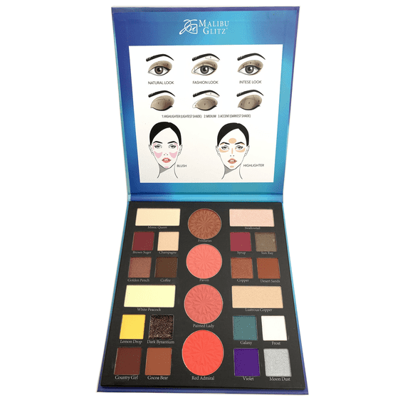 Malibu Glitz Outshine Makeup Palette (24 Colors Eye & Cheeks Palette)
