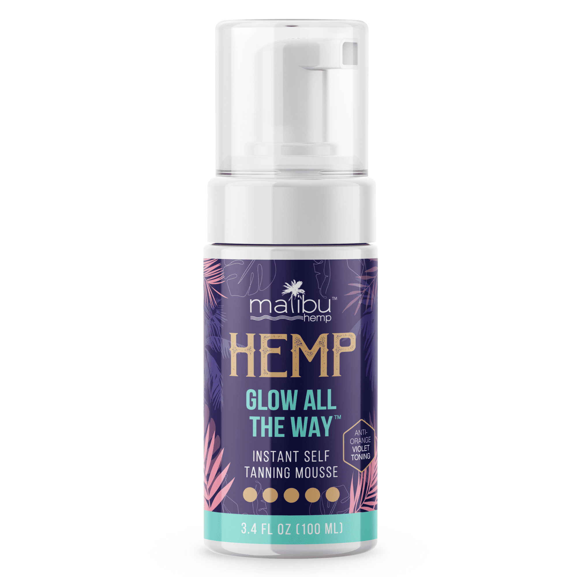 Malibu Hemp Sunless Tanning Mousse Dark Let's Glow All the Way 3.4 fl oz