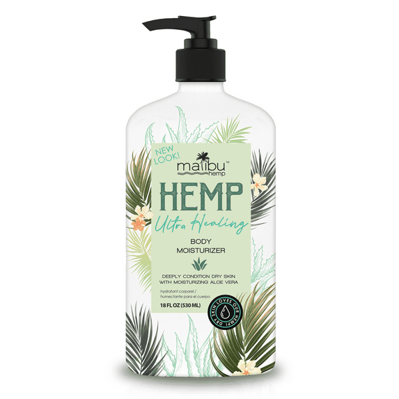 Malibu Hemp Ultra Healing Body Moisturizer for Dry Skin, 18oz