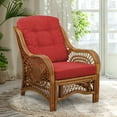 thumbnail image 1 of Malibu Lounge Armchair ECO Natural Rattan Wicker Handmade Design with Burgundy Cushion, Colonial, 1 of 5