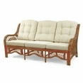 thumbnail image 1 of Malibu Lounge Three-Seater Sofa Natural Rattan Wicker Handmade Design with Cream Cushions, Colonial, 1 of 5