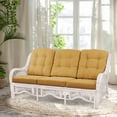 thumbnail image 1 of Malibu Lounge Three-Seater Sofa Natural Rattan Wicker Handmade Design with Light Brown Cushions, White Color, 1 of 6