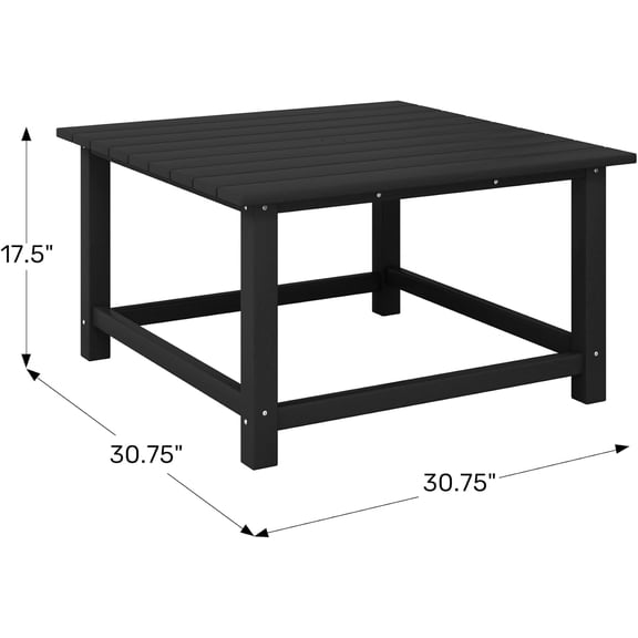 Malibu Low Outdoor HDPE Square Coffee Table with Storage and Umbrella Hole