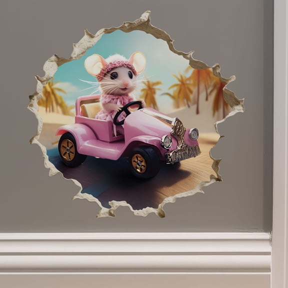Malibu Mouse in Mouse Hole Decal - Mouse Hole 3D Wall Sticker