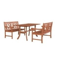 thumbnail image 1 of Malibu Outdoor 3-piece Wood Patio Curvy Legs Table Dining Set, 1 of 4