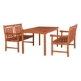thumbnail image 1 of Malibu Outdoor 3-piece Wood Patio Rectangular Table Dining Set, 1 of 6