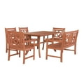 thumbnail image 1 of Malibu Outdoor 6-piece Wood Patio Curvy Legs Table Dining Set, 1 of 5