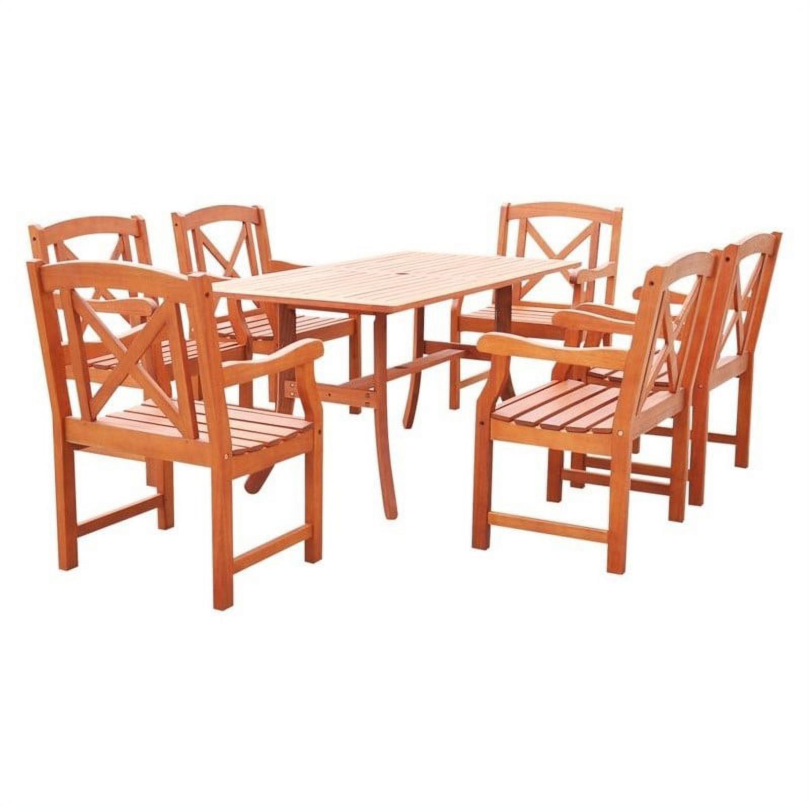 Malibu Outdoor 7piece Wood Patio Dining Set with Curvy Leg Table